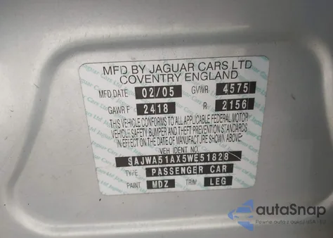 2005 Jaguar X-Type 3.0 из США, поврежденный, VIN SAJWA51AX5WE51828